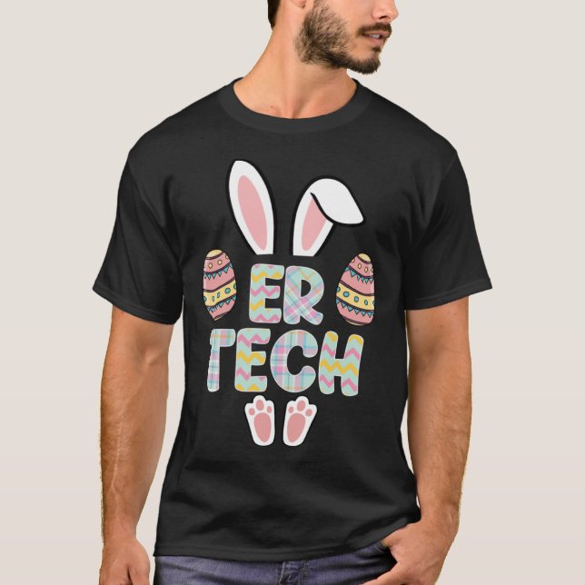 Camiseta Cute Easter ER Tech Bunny Ears Happy Easter Eggs O (Anverso)