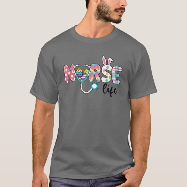 Camiseta Cute Easter Nurse Bunny Ears Happy Easter Eggs Out (Anverso)