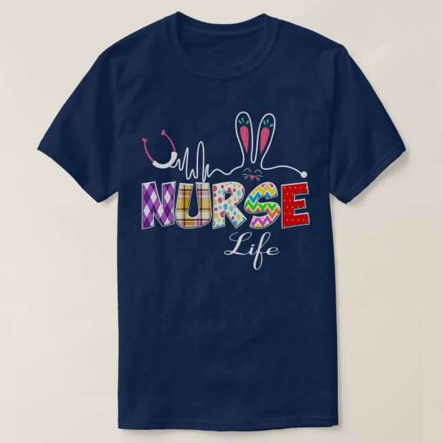 Camiseta Cute Easter Nurse Stethoscope Bunny Ears Happy Eas (Diseño del anverso)