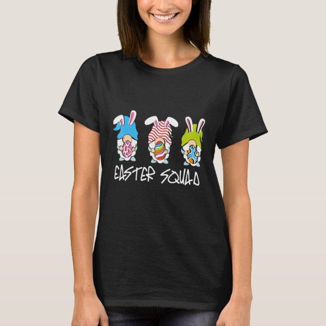 Camiseta Cute Easter Squad Bunny Gnome Pastel Spring Eggs A (Anverso)