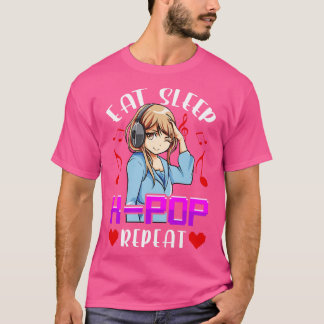 Camiseta Cute Eat Sleep KRepeat Música coreana