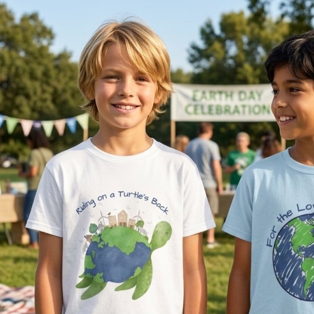 Camiseta Cute Eco Earth on Turtle's Back Kids Gift (Subido por el creador)