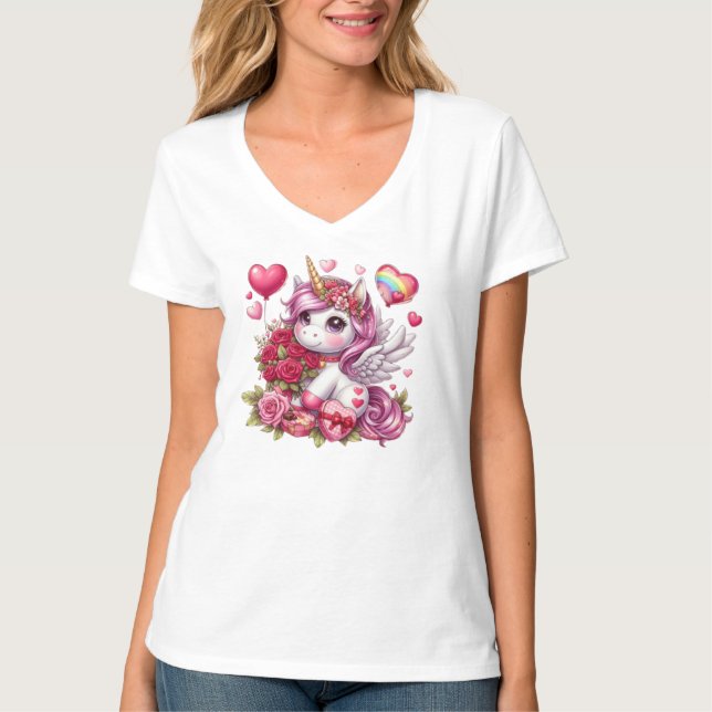 Camiseta Cute El día de San Valentín unicorn (Anverso)