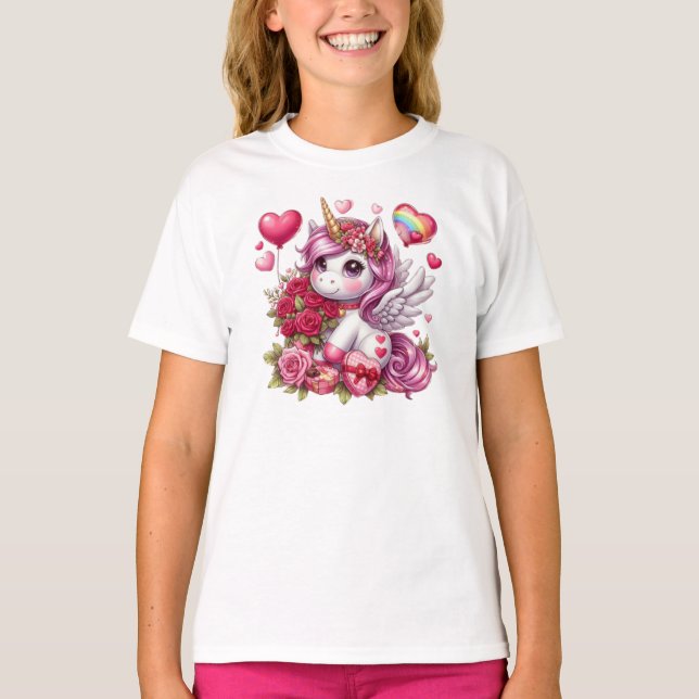 Camiseta Cute El día de San Valentín unicorn (Anverso)