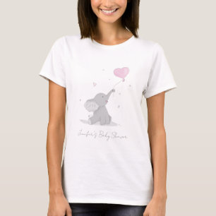 Camiseta Cute Elefante con Globo Shower de Nombre de Bebé