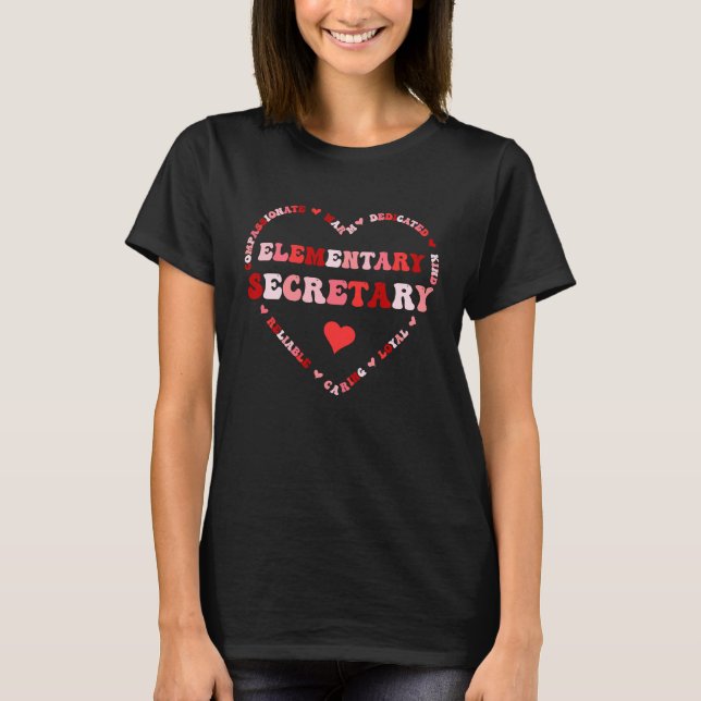Camiseta Cute Elementary Secretary Valentines Day Heart (Anverso)