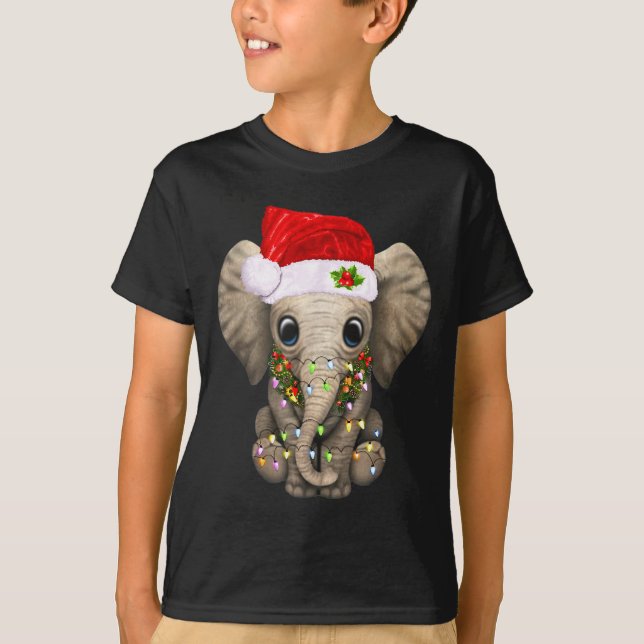 Camiseta Cute Elephant Christmas Light Funny Elephant Lover (Anverso)