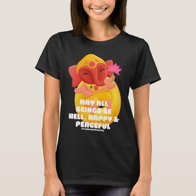 Camiseta Cute Elephant Ganesha Peace Lotus Loving Kindness  (Anverso)