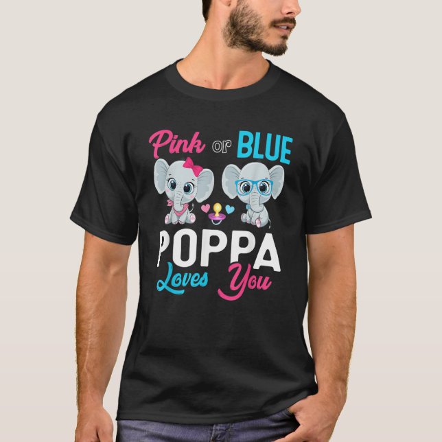 Camiseta Cute Elephant Keeper Of The Gender Poppa Loves You (Anverso)