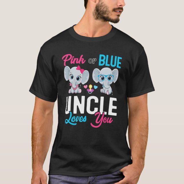Camiseta Cute Elephant Keeper Of The Gender Uncle Loves You (Anverso)