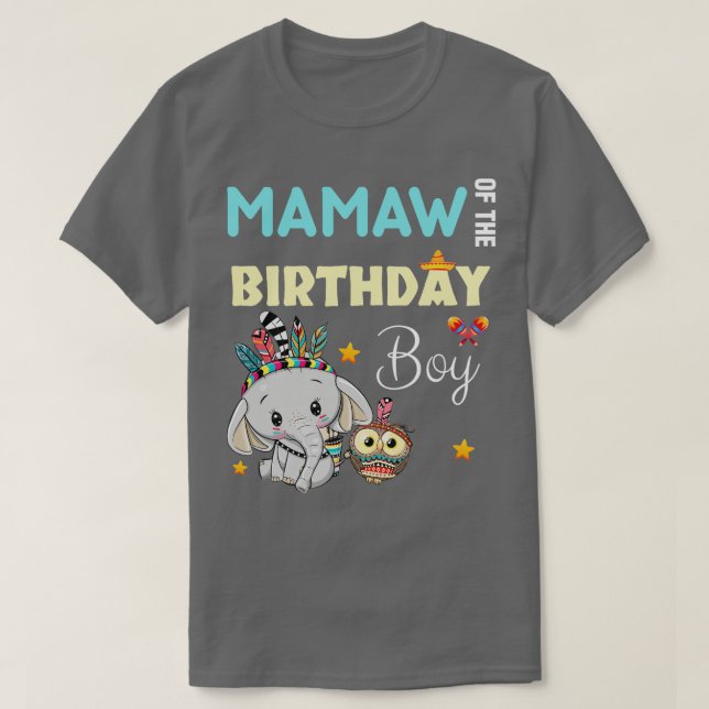 Camiseta Cute Elephant Mamaw Del Niño De Cumpleaños (Diseño del anverso)