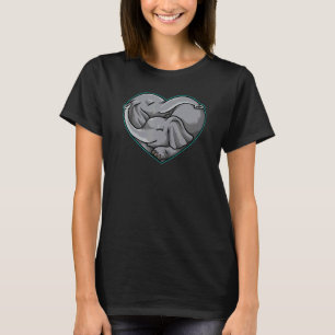 Camiseta Cute Elephant Pareja Forma de Corazón Animales de 
