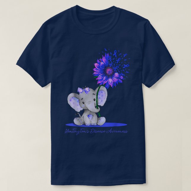 Camiseta Cute Elephant Sunflower Huntingtons Disease Awaren (Diseño del anverso)