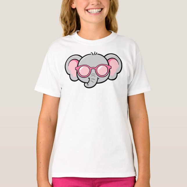 Camiseta Cute Elephant Wearing Sunglasses (Anverso)