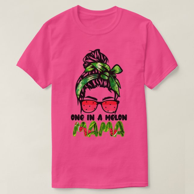 Camiseta Cute En Un Melón Mama Messy Bun Watermelena Summer (Diseño del anverso)