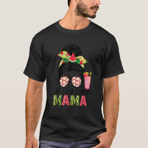 Camiseta Cute En Un Melón Mama Messy Bun Watermelena Verano
