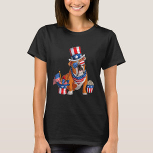 Camiseta Cute English Bulldog 4th July American Flag Patrio