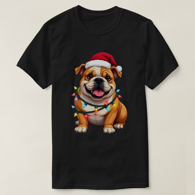 Camiseta Cute English Bulldog Christmas Santa Pet Dog Lover (Diseño del anverso)