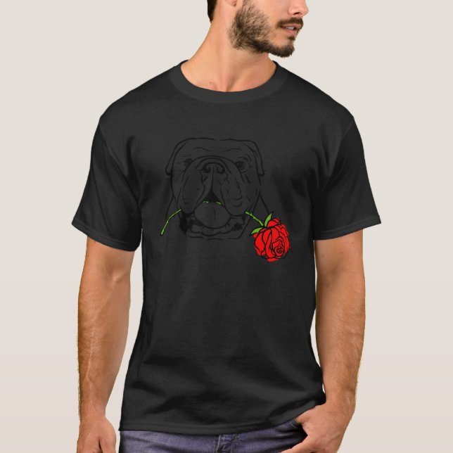 Camiseta Cute English Bulldog Dog With Rose for Bulldog (Anverso)