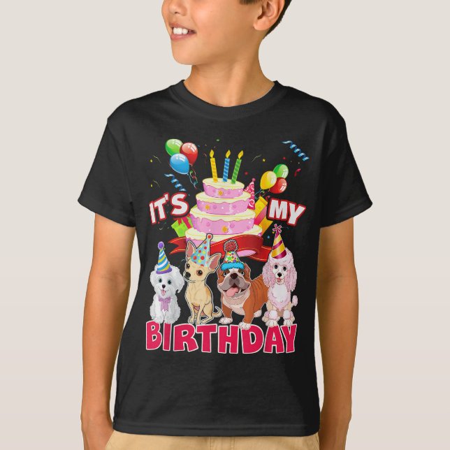 Camiseta Cute es mi fiesta de cumpleaños de perros y pimien (Anverso)