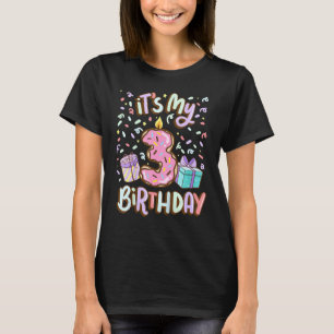 Camiseta Cute Es Mi Tercer Pastel De Cumpleaños Donut De 3 
