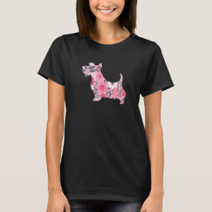 Camiseta Cute Escocia Terrier Flor Flor Flor Silhouette Per