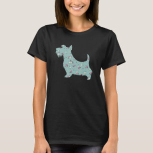 Camiseta Cute Escocia Terrier Flor Flor Flor Silhouette Per