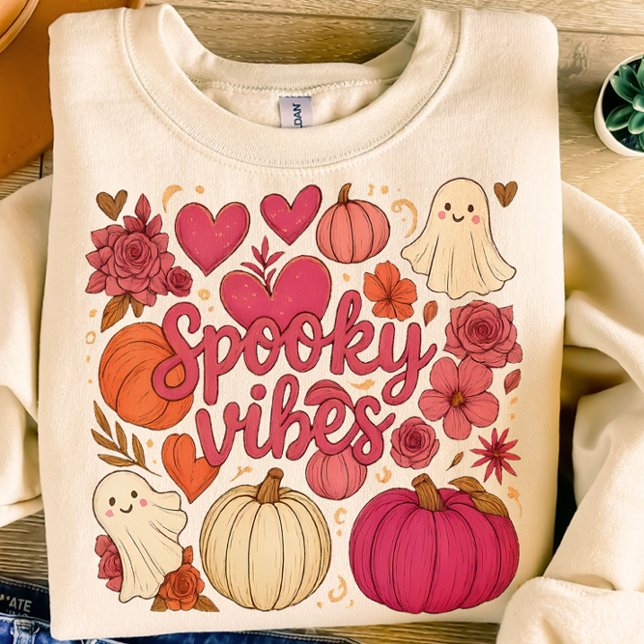 Camiseta Cute espeluznante vibración Calabaza diseño mascul (Subido por el creador)