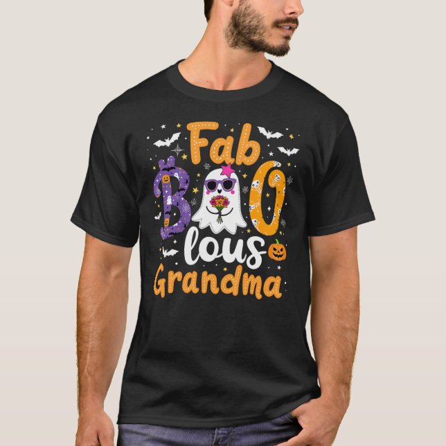 Camiseta Cute Faboolous Grandma Ghost Bat Funny Halloween C (Anverso)