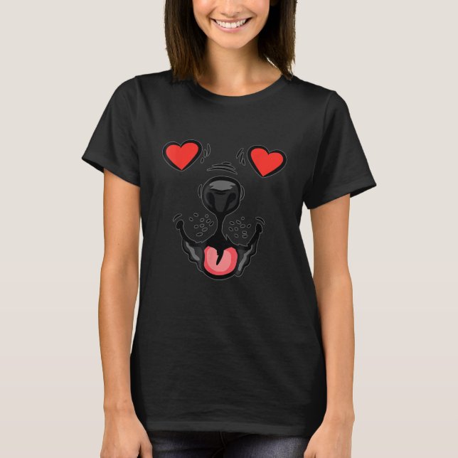Camiseta Cute Face Dog Heart Eyes Funny Día de San Valentín (Anverso)