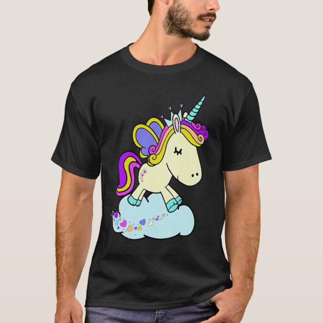 Camiseta Cute Fairy Princess Unicorn on a Cloud (Anverso)