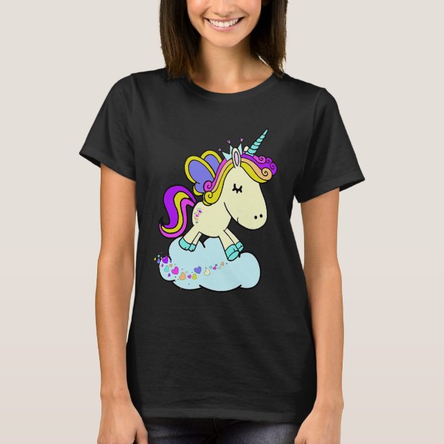 Camiseta Cute Fairy Princess Unicorn on a Cloud (Anverso)