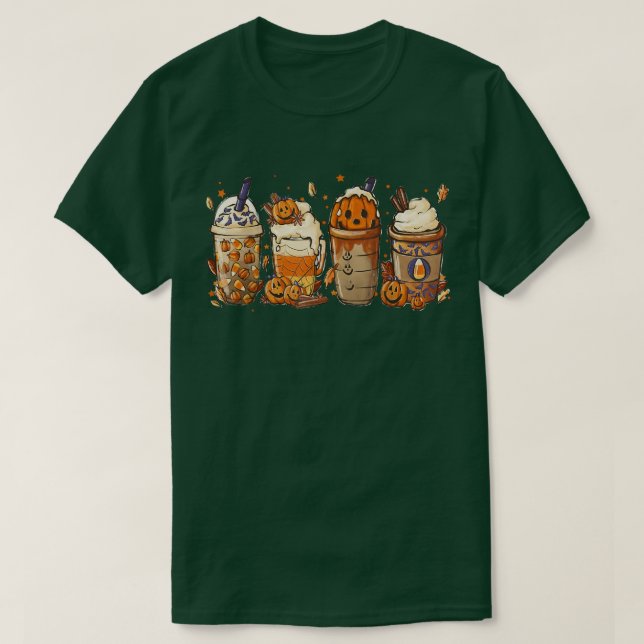 Camiseta Cute Fall Coffee Pumpkin Spice Latte Iced Autumn H (Diseño del anverso)