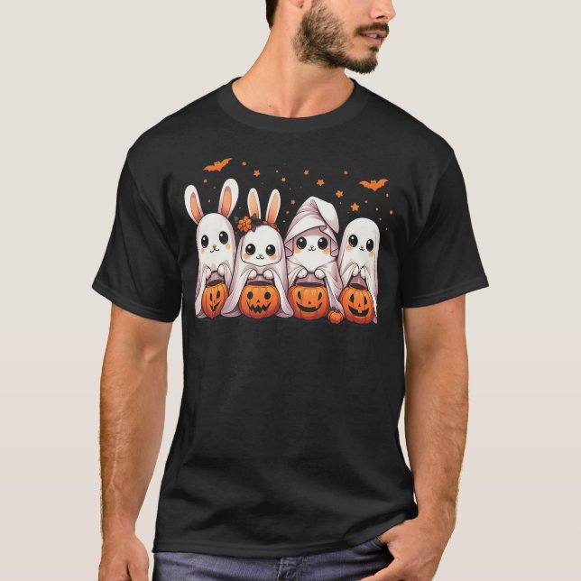 Camiseta Cute Fall Ghost Bunny Rabbit Halloween Costume (Anverso)