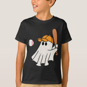 Camiseta Cute Fantasma Jugando Básbol-Halloween divertida