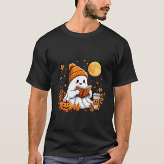 Camiseta Cute fantasma leyendo libro Halloween otoño otoño 
