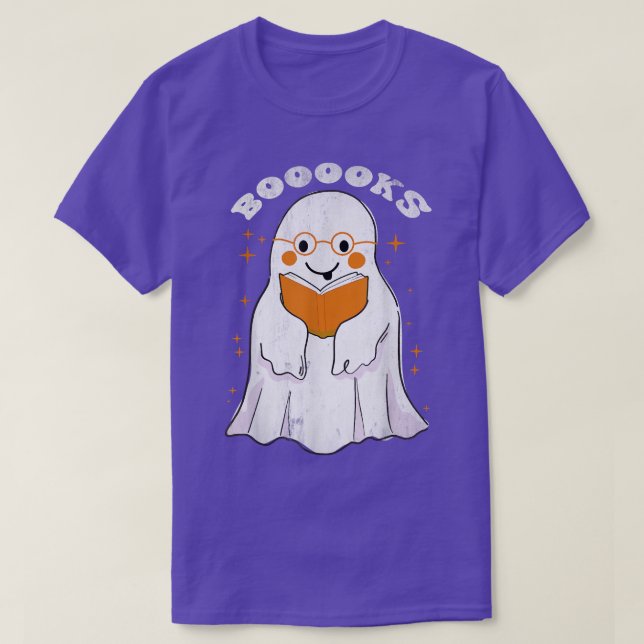 Camiseta Cute Fantasma Libros Libros Lecturas de Halloween  (Diseño del anverso)