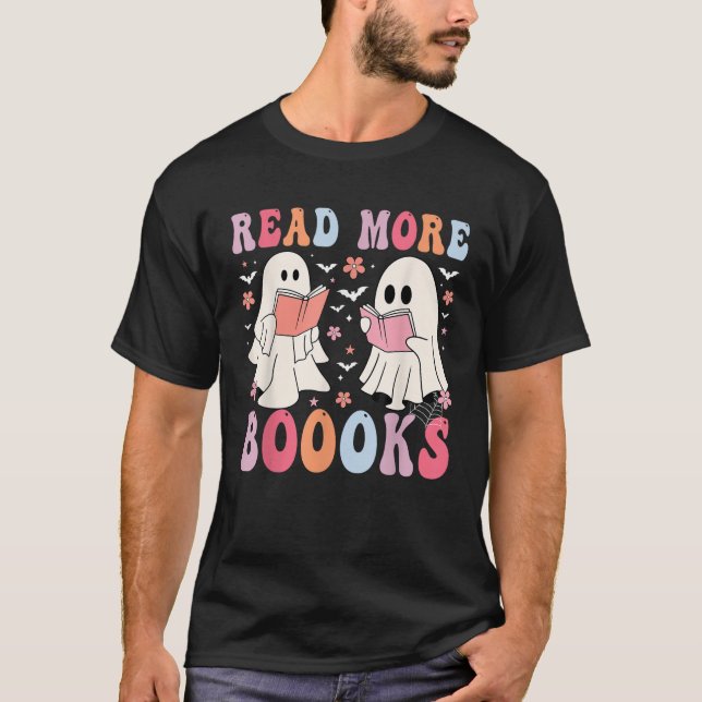 Camiseta Cute Fantasmas Libros Leer Más Libros Divertido Pr (Anverso)