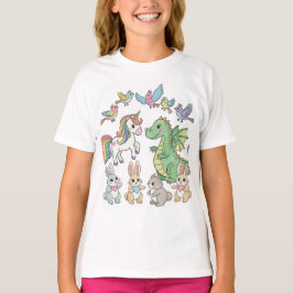 Camiseta Cute Fantasy Animal Friends T-Shirt for Kids