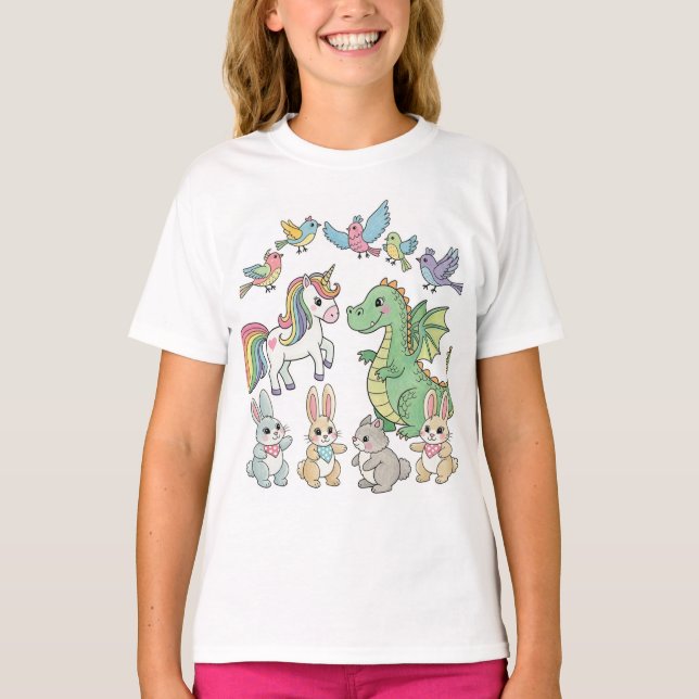 Camiseta Cute Fantasy Animal Friends T-Shirt for Kids (Anverso)