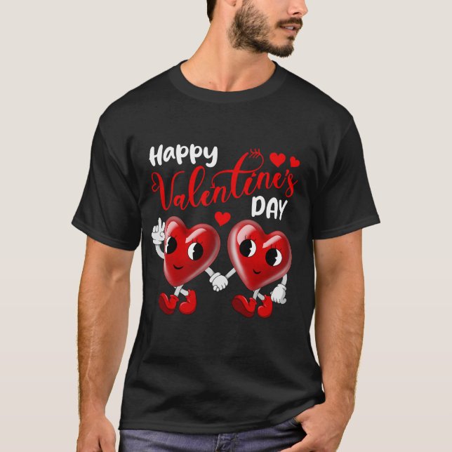 Camiseta Cute Feliz Día de San Valentín, pareja de amor car (Anverso)