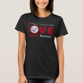 Camiseta Cute Feliz Día de San Valentín Perro Corazones de