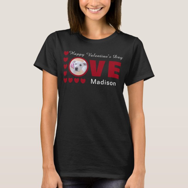 Camiseta Cute Feliz Día de San Valentín Perro Corazones de  (Anverso)