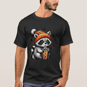 Camiseta Cute Feral Raccoon Beber Calabaza Spice Café H