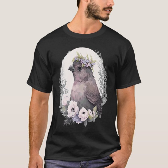 Camiseta Cute Finch Bird Flower Crown Pet Birds  1 (Anverso)