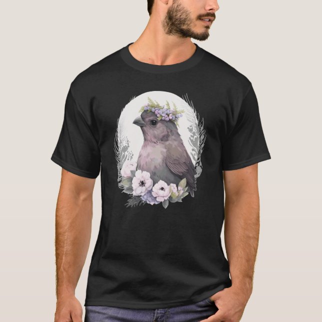 Camiseta Cute Finch Bird Flower Crown Pet Birds  2 (Anverso)
