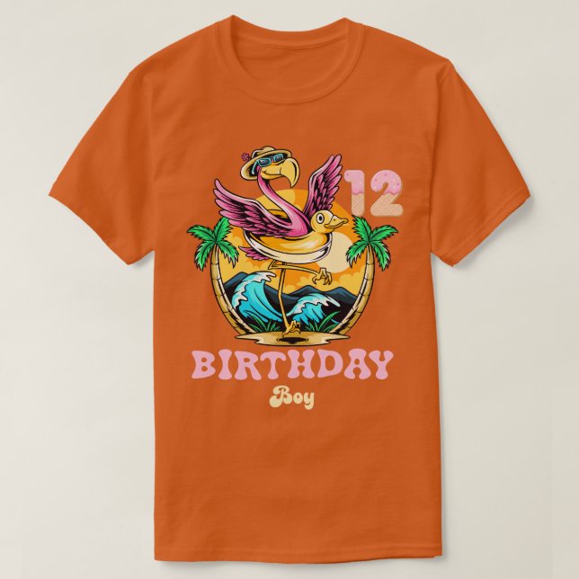 Camiseta Cute Flamingo 12.º niño de cumpleaños (Diseño del anverso)