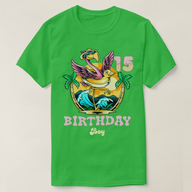 Camiseta Cute Flamingo 15º niño de cumpleaños (Diseño del anverso)