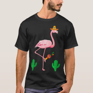 Camiseta Cute Flamingo Cinco De Mayo Mexicano Sombrero Mara