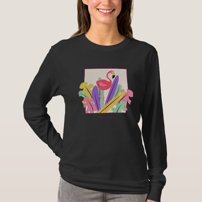 Camiseta Cute Flamingo Flocked Graphics Apperal 2 (Anverso)